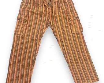 Cotton Stripe Cargo Pants