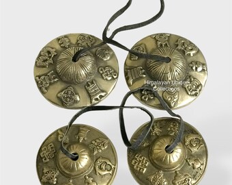 Tibetan Tingsha Cymbals: Om Mani, 8 Auspicious, Dragon Designs