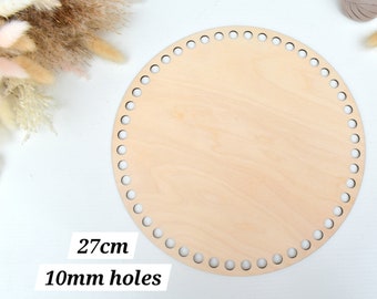 Circular 27cm diameter with 10mm holes wooden base for crochet basket Round base for crochet basket Circular bottom Crochet basket board