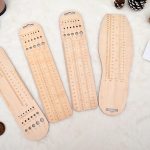 Wooden Sock Ruler: Knitting Gauge & Foot Measuring Tool