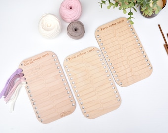 Reusable wooden yarn colour card 3 options Wool card Project color card Temperature blanket yarn card Blanket planner Yarn thread palette