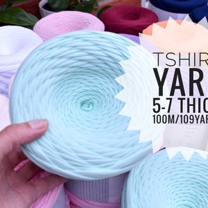 Tshirt yarn 100metres/110yards, 320-350gr, 5-7mm thickness, 100% Cotton Jersey yarn Premium quality Perfect for bags, rugs, home decor etc