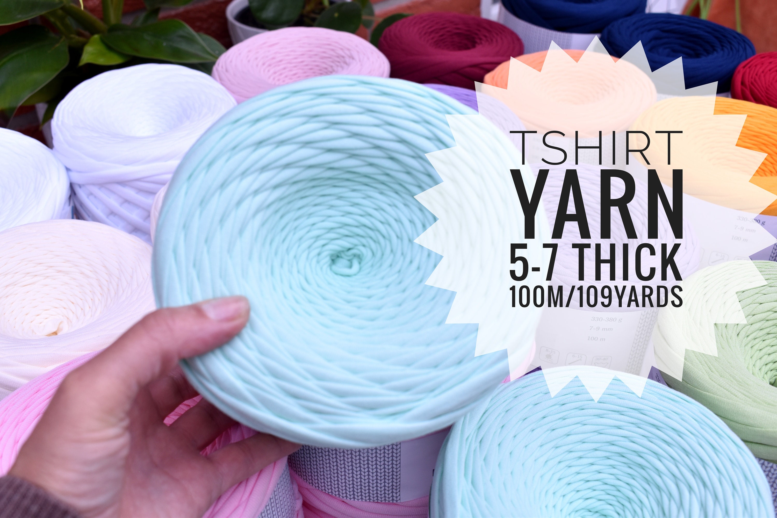 Tshirt Crochet Yarn. Yarn for Bags, Chunky Yarn, Bulky Yarn. Basket Yarn,  Cotton Yarn, Green Moss Color 7-9 or 5-7 Mm Thickness 