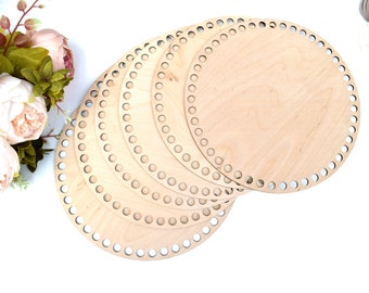 Circular 25cm diameter with 10mm holes wooden base for crochet basket Round base for crochet basket Circular bottom Crochet basket board