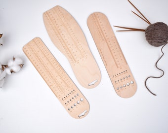 Wooden sock ruler, Needle gauge, Knitting/crochet tool, Foot measuring tool Sock knitting tool, Sock ruler, Gift for knitter