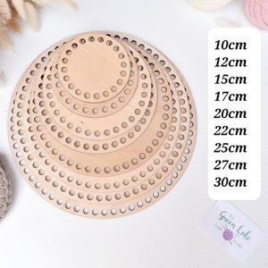 Circular wooden base for crochet basket 10cm 12cm 15cm 17cm 20cm 22cm 25cm 27cm 30cm Round base Circular bottom Wood board DIY basket bag