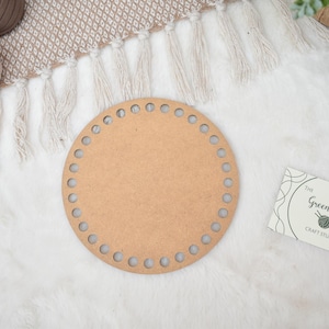 Ronde houten basis voor gehaakte mand 15 cm diameter mdf met gaten van 8 mm Ronde bodem macramé blanco opgerold mandbord