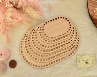 Oval Wide Wooden Base with 8mm hole size for making baskets: 7 Sizes Suitable for Tshirt yarn or 5-7mm cord