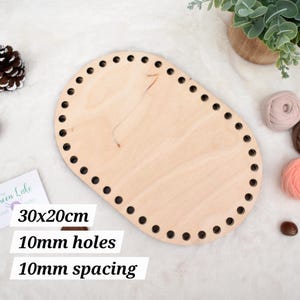 Large Oval Crochet Basket Base: 30x20cm Birch Plywood