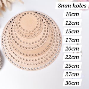 Circular wooden base for crochet basket 10cm 12cm 15cm 17cm 20cm 22cm 25cm 27cm 30cm Round base Circular bottom Wood board DIY basket bag