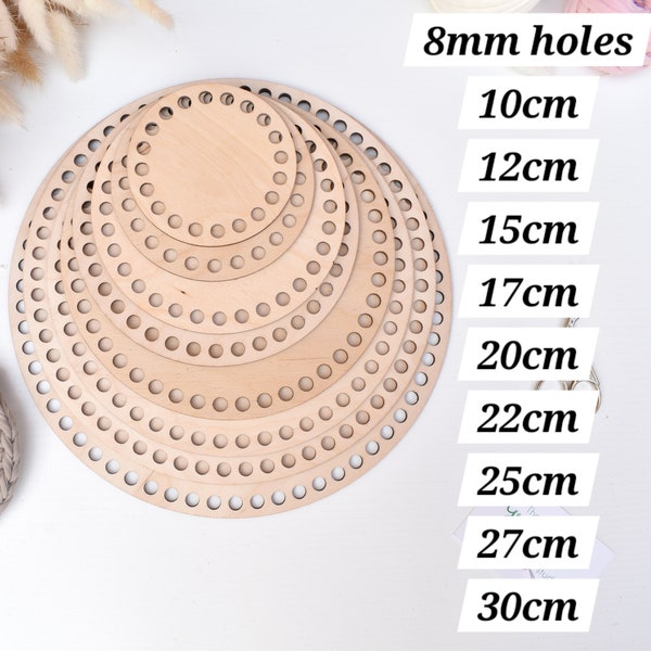 Circular wooden base for crochet basket 10cm 12cm 15cm 17cm 20cm 22cm 25cm 27cm 30cm Round base Circular bottom Wood board DIY basket bag