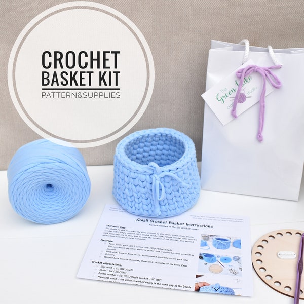 Small Crochet Basket Kit, DIY Basket Kit, Crochet pattern, DIY KIT, Easy Crochet basket kit, Craft kit, Beginners friendly crochet kit