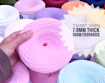 Tshirt yarn 100metres/110yards 330-380gr in 7-9mm thickness 100% Cotton Jersey yarn Premium quality Perfect for baskets, bags, home decor