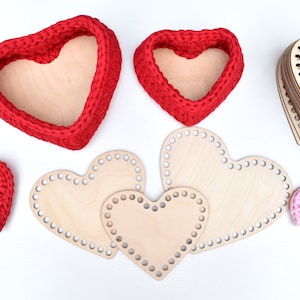 Heart wooden base for crochet basket Wooden bottom Heart shape Wooden basket bottom 15cm/17cm/20cm image 7