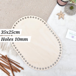 Large Oval Wooden Crochet Basket Base: 35x25cm Birch Plywood