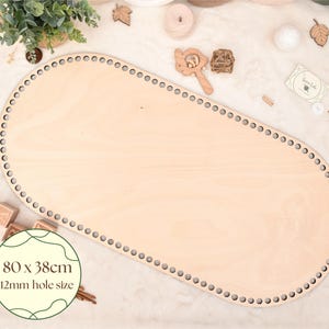 Large Wooden Basket Base: 80x38cm Birch Plywood, 12mm Holes