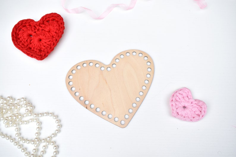 Heart wooden base for crochet basket Wooden bottom Heart shape Wooden basket bottom 15cm/17cm/20cm 17cm