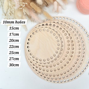 Circular with 10mm holes wooden bases for crochet, macrame or coiled basket