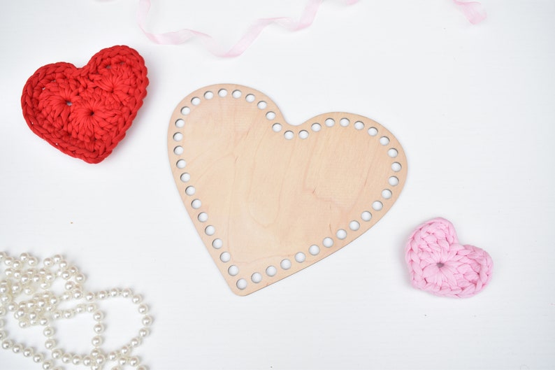 Heart wooden base for crochet basket Wooden bottom Heart shape Wooden basket bottom 15cm/17cm/20cm 20cm