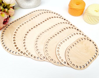 Oval Birch Plywood Crochet Basket Base: 3mm Wooden Bottom
