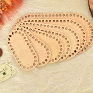 Oval Middle Wooden Base with 8mm hole size for making baskets: 7 Sizes Suitable for Tshirt yarn or 5-7mm cord