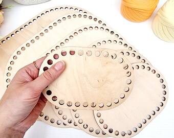 4PCS Wooden Crochet Bag Bottom 6inch Round Crochet Basket