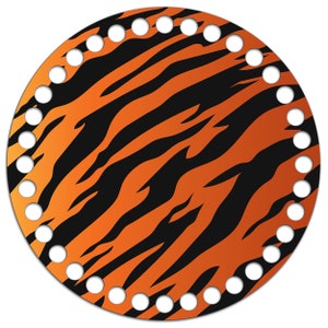 Circular wooden base Tigers pattern for crochet basket diameter 15cm Round Wood base Wooden basket bottom