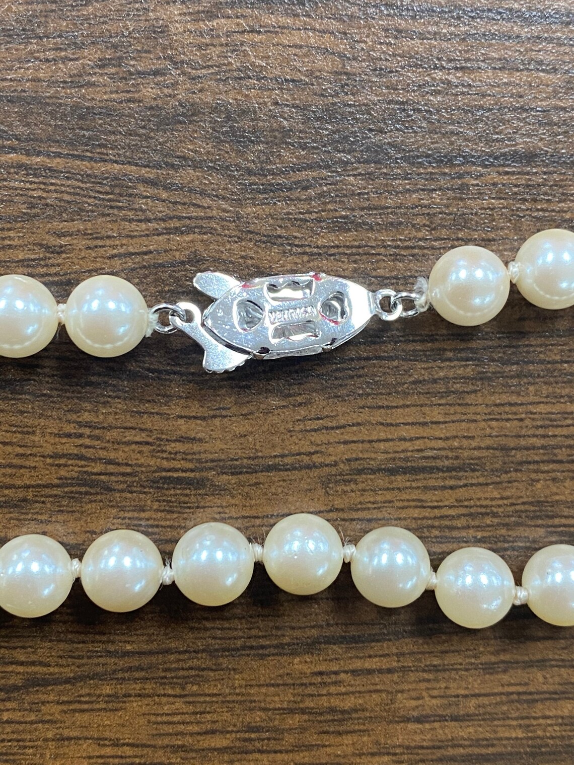 Vintage G Silver Clasp Faux Pearl Necklace Chain 6.5 MM Wide Etsy