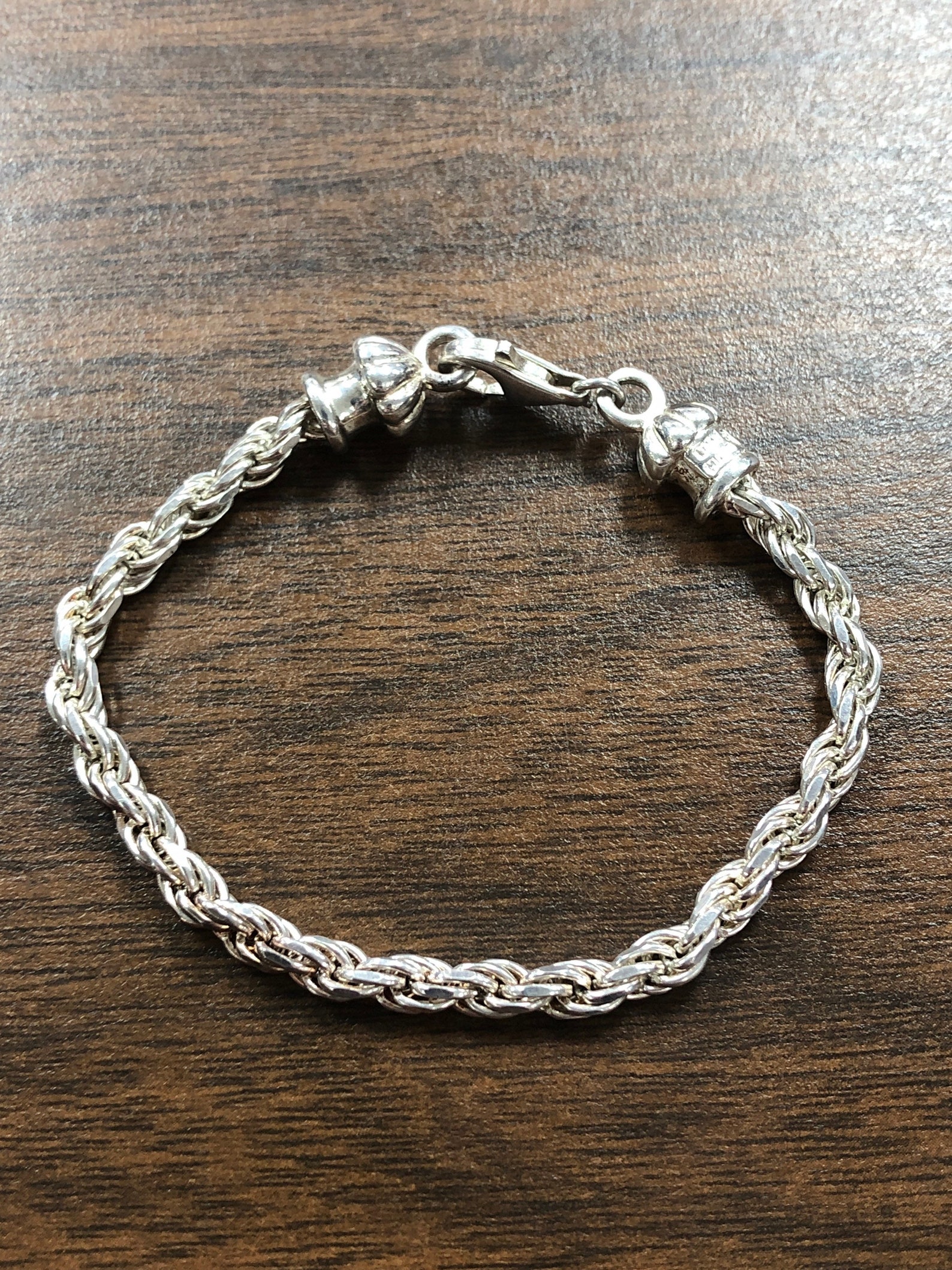 Vintage Sterling Silver 925 Solid Rope Bracelet 6.5 Etsy