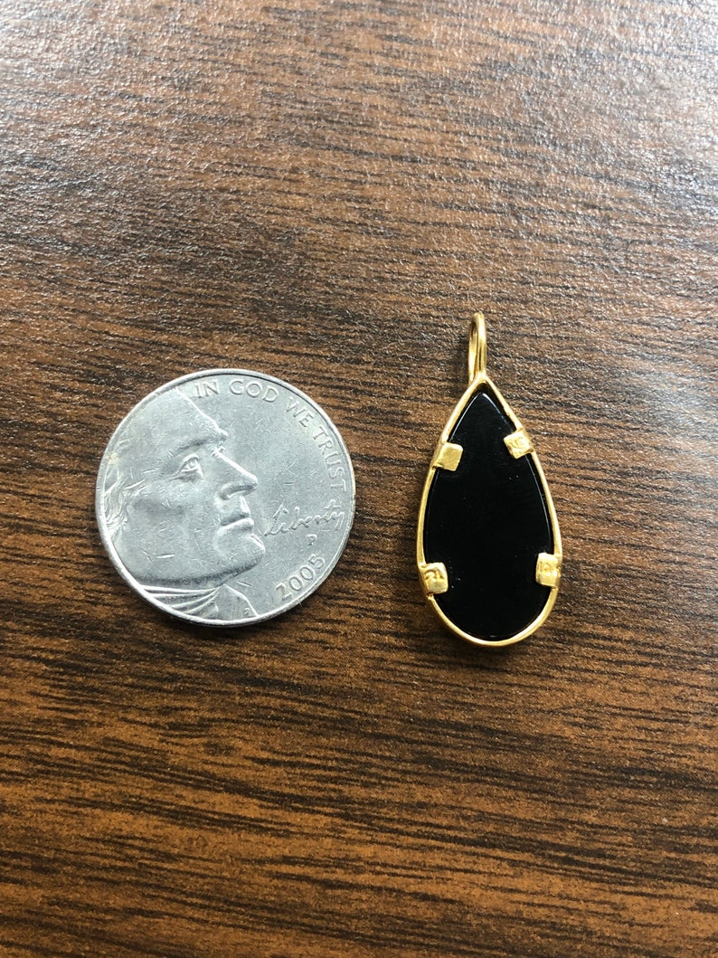 Vintage Gorgeous 10K12K Yellow /& Rose Gold Teardrop Black Onyx Leaf Pendant