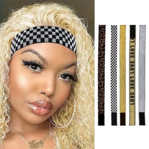 Custom All Over Logo Adjustable Printed Frontal Slayer Elastic Headband  Lace Hair Melt Band For Wig - Buy Custom All Over Logo Adjustable Printed  Frontal Slayer Elastic Headband Lace Hair Melt Band