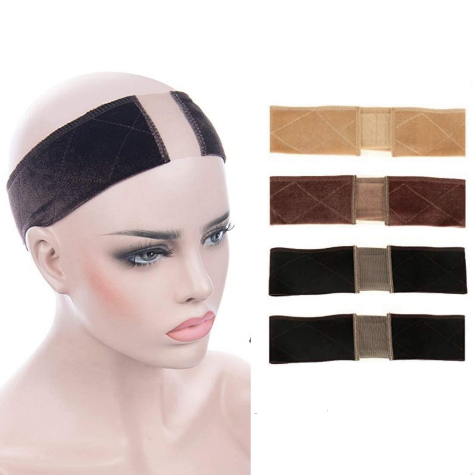 No-Slip Wig Grip Band Transparent Silicone Wig Band Comfort Head Hair Band  Extra Hold Wig Headband Adjustable Women Hair Wig Band(Light brown) 