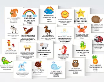 Scripture Cards, Bundle 23 Printables, Bible Verse Cards, For Kids, Bible Journaling, Hang Tags, Printable Scripture Cards, Children Card