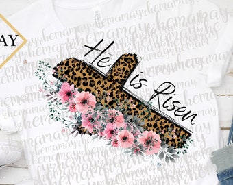 Cross Png, Sublimation Easter, He Is Risen, Religious Png, Easter Png For Sublimation, Christian Png, Digital Easter Printable, Floral Cross