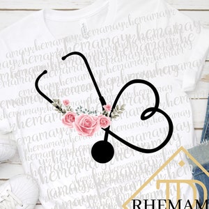 Floral Stethoscope, RN Stethoscope, Sublimation Transfer, Stethoscope Png, Nurse Stethoscope, Flower Stethoscope, Health Care Clip Art