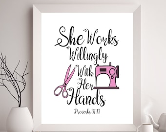 Svg She Works Willingly, With Her Hands, Proverbs 31 13, Svg Bible Verse, Svg Scripture, Png Cricut, Svg For Mugs, Png For T Shirt Svg