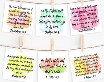 Scripture Cards, Watercolor Scripture Cards, Set Of 12, Bible Verse Cards, Christian Cards, Memory Verse Cards, Scripture Card Set