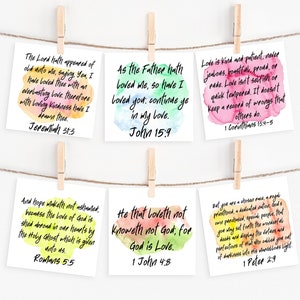 Tarjetas de las Escrituras, Tarjetas de las Escrituras de la Acuarela, Conjunto de 12, Tarjetas de Verso bíblico, Tarjetas cristianas, Tarjetas de Verso de La Memoria, Conjunto de Cartas de las Escrituras