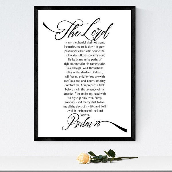 Psalm 23, Christian Artwork, The Lord Is My Shepherd, Psalm 23 Printable, Scripture Printable, Psalm 23 Wall Art, 23rd Psalm, Biblical Art