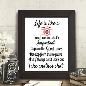 Svg Cricut Taglia file Fotocamera File Png Stampe digitali La vita è come una fotocamera File in formato Svg Silhouette Download immediato File Jpg Cattura messa a fuoco in formato Svg