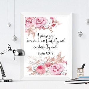 Scripture Printable, I Praise You,  Because I Am Fearfully, Printable Scripture, And Wonderfully Made, Psalm 139:14, Christian Printable,