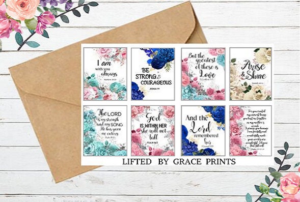 Scripture Cards Bible Verse Cards Set of 8 Floral Scripture - Etsy
