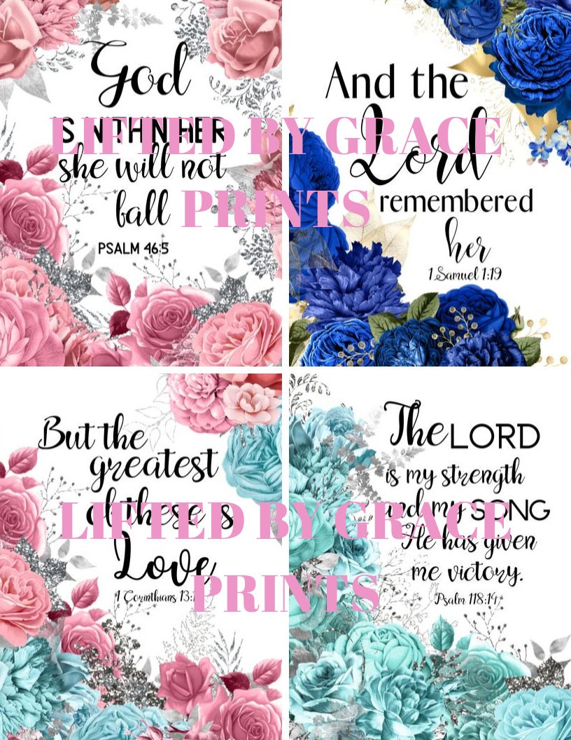 Scripture Cards, Bible Verse Cards Set of 8, Floral Scripture Cards ...