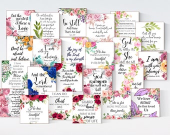 Bundle Scripture Cards, 80 Bible Verse Cards, Scripture Cards, Inspirational Cards, Scripture Memory Cards, Floral Scripture Cards