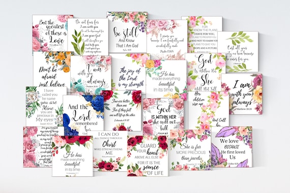 Bundle Scripture Cards, 80 Bible Verse Cards, Scripture Cards, Inspirational Cards, Scripture Memory Cards, Floral Scripture Cards
