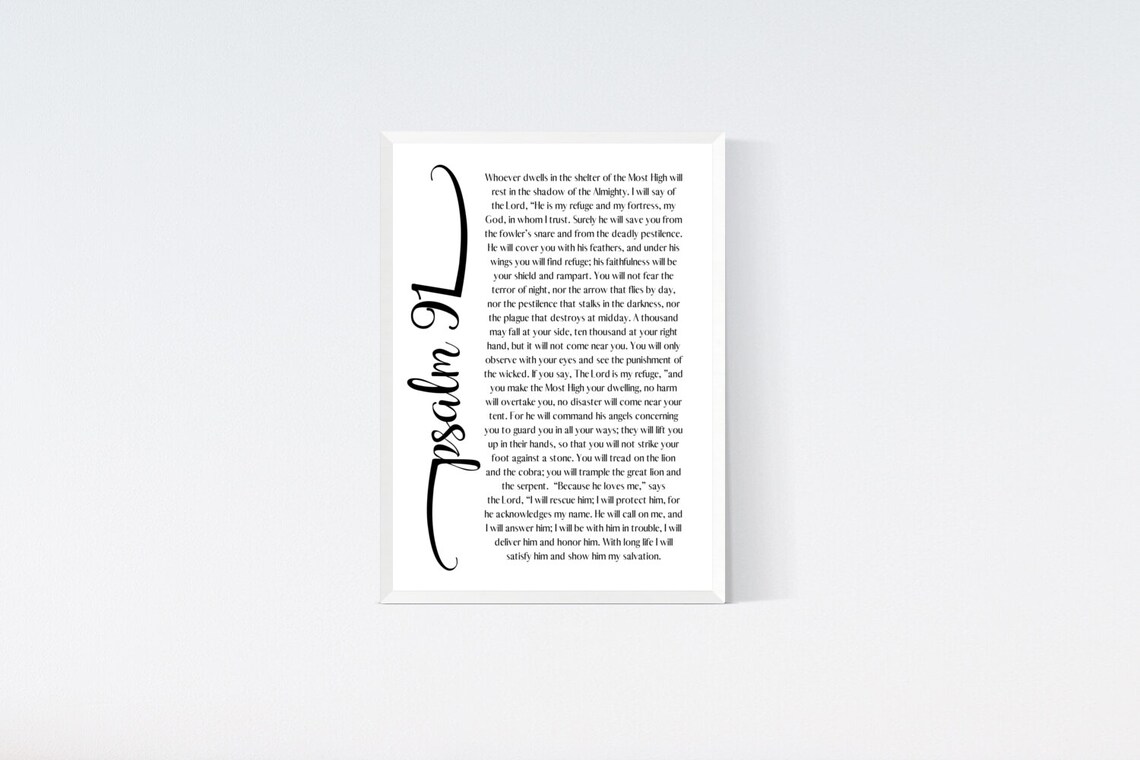 Bible Verse Poster Christian Poster Psalm 91 Poster Etsy