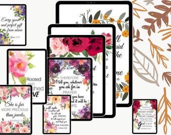 Printable Scripture Cards, Inspirational Art Journal, Bible Verse Card, Set Of 12, Bible Verse Note Card, Greeting Cards, 4 x 6 Prints