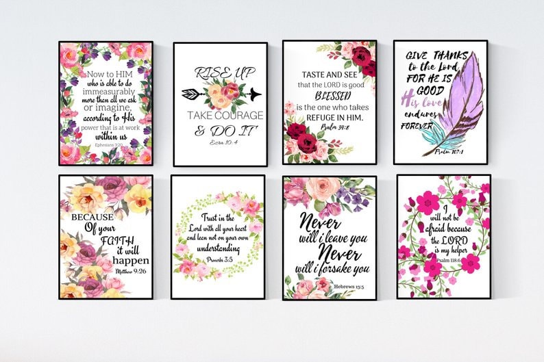 Printable Set of 8, Bible Verse Printable Set, Scripture Printable Set ...