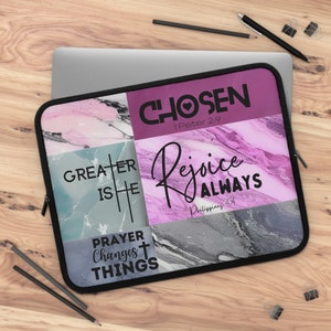 Bible Verse Laptop Sleeve, Tablet Sleeve, Christian Laptop Bag, Scripture Laptop Cover, Rejoice Always, Laptop Accessories, Laptop Sleeve