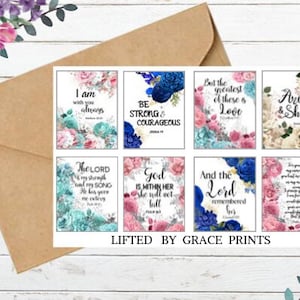 Scripture Cards, Bible Verse Cards Set Of 8, Floral Scripture Cards, Scripture Memory, Printable Scripture, Bible Cards, Sunday School Cards